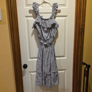 Michael Kors Navy and White Striped Dress